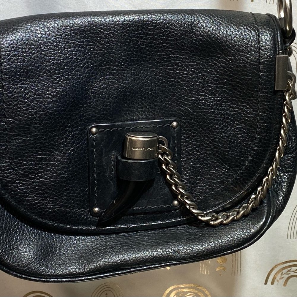 Vintage Michael Kors James Black Leather Crossbody Bag with Chain